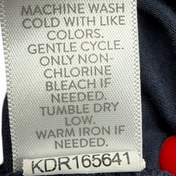 J Jill Shirt Dress Sz M Navy Blue Button Front A-Line Short Sleeve Pima Cotton - Picture 9 of 9